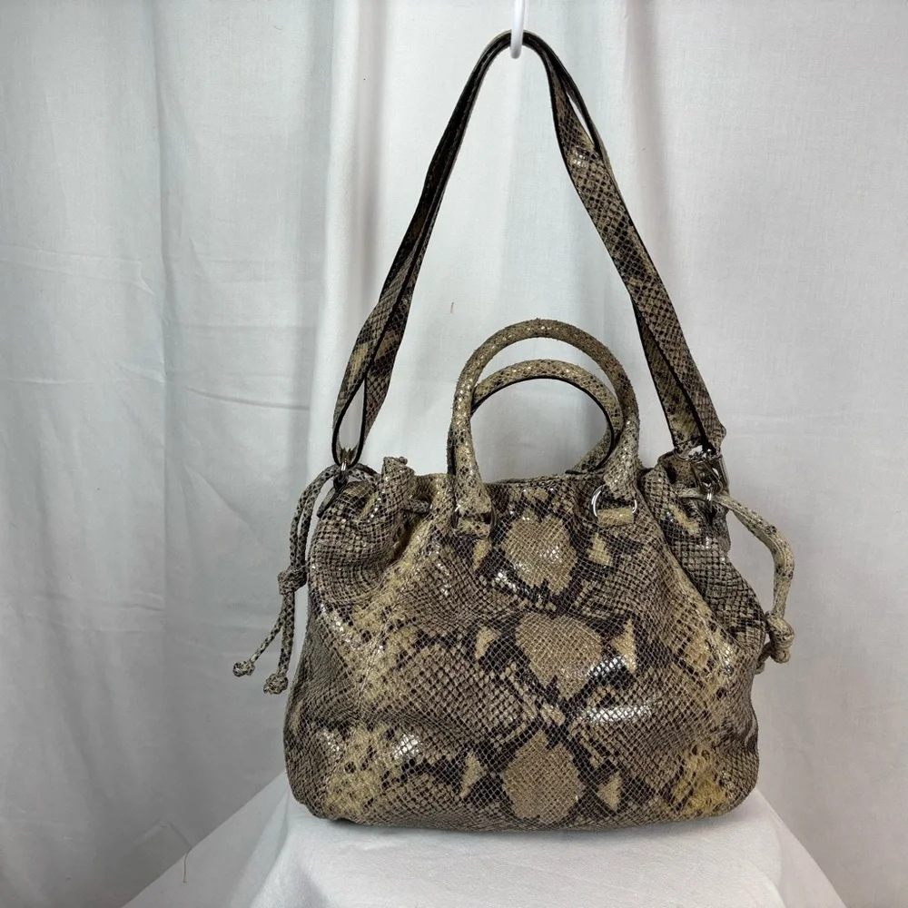 Michael Kors Nolita Snakeskin Embossed Leather Shoulder Bag‎